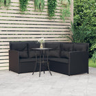 -Delige Loungeset Met Kussens L-Vormig Poly Rattan Zwart