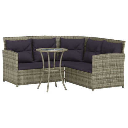 -Delige Loungeset Met Kussens L-Vormig Poly Rattan Grijs