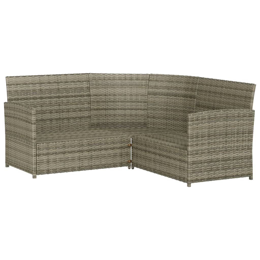 -Delige Loungeset Met Kussens L-Vormig Poly Rattan Grijs