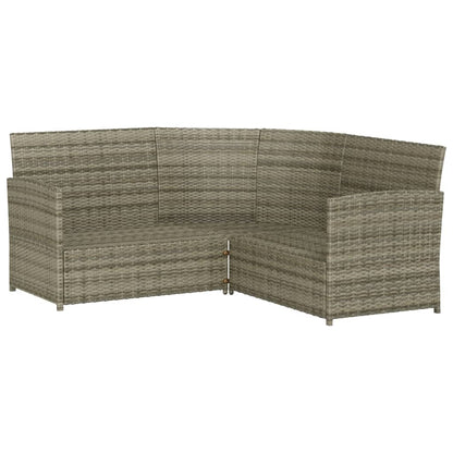 -Delige Loungeset Met Kussens L-Vormig Poly Rattan Grijs