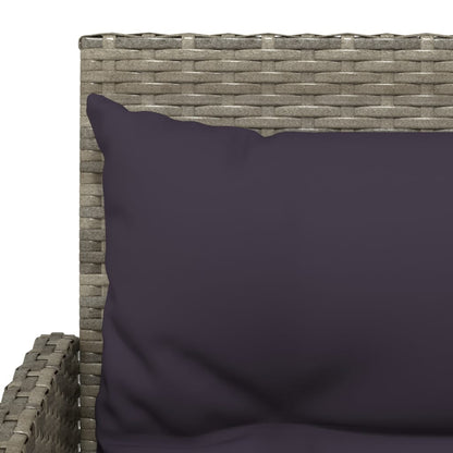 -Delige Loungeset Met Kussens L-Vormig Poly Rattan Grijs