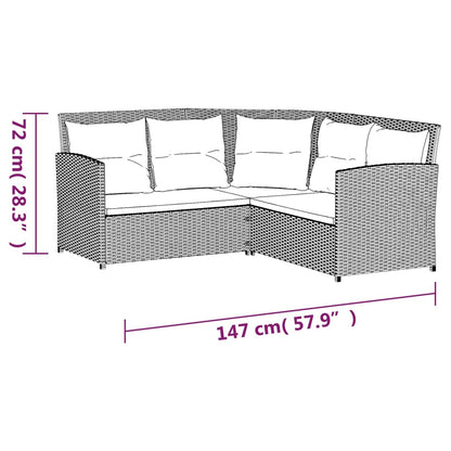 -Delige Loungeset Met Kussens L-Vormig Poly Rattan Grijs