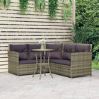 -Delige Loungeset Met Kussens L-Vormig Poly Rattan Grijs