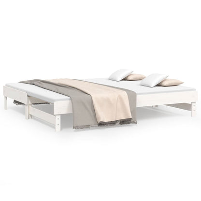 Slaapbank Uitschuifbaar 2X(100X200) Cm Massief Grenenhout 2x (100 x 200) cm Wit