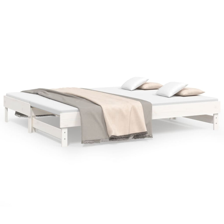 Slaapbank Uitschuifbaar 2X(100X200) Cm Massief Grenenhout 2x (100 x 200) cm Wit