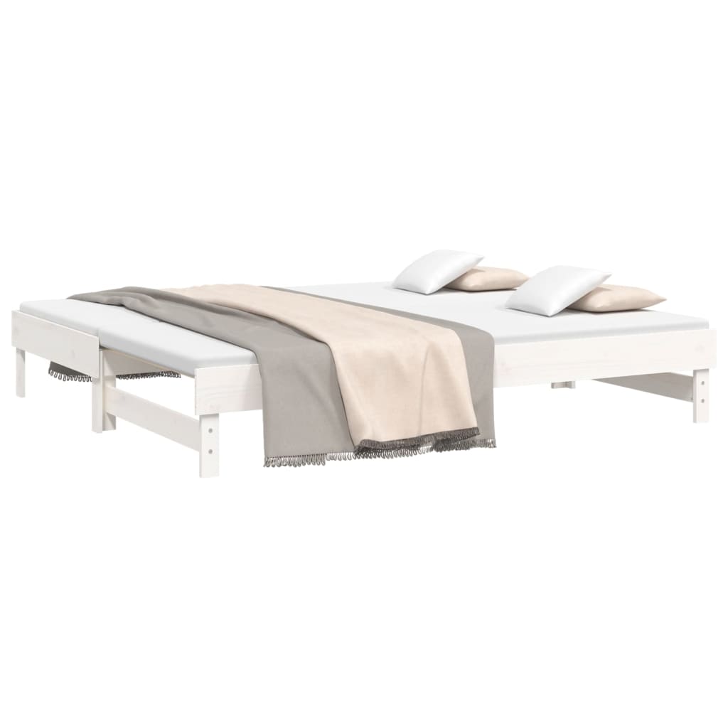 Slaapbank Uitschuifbaar 2X(100X200) Cm Massief Grenenhout 2x (100 x 200) cm Wit