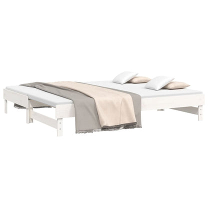Slaapbank Uitschuifbaar 2X(100X200) Cm Massief Grenenhout 2x (100 x 200) cm Wit