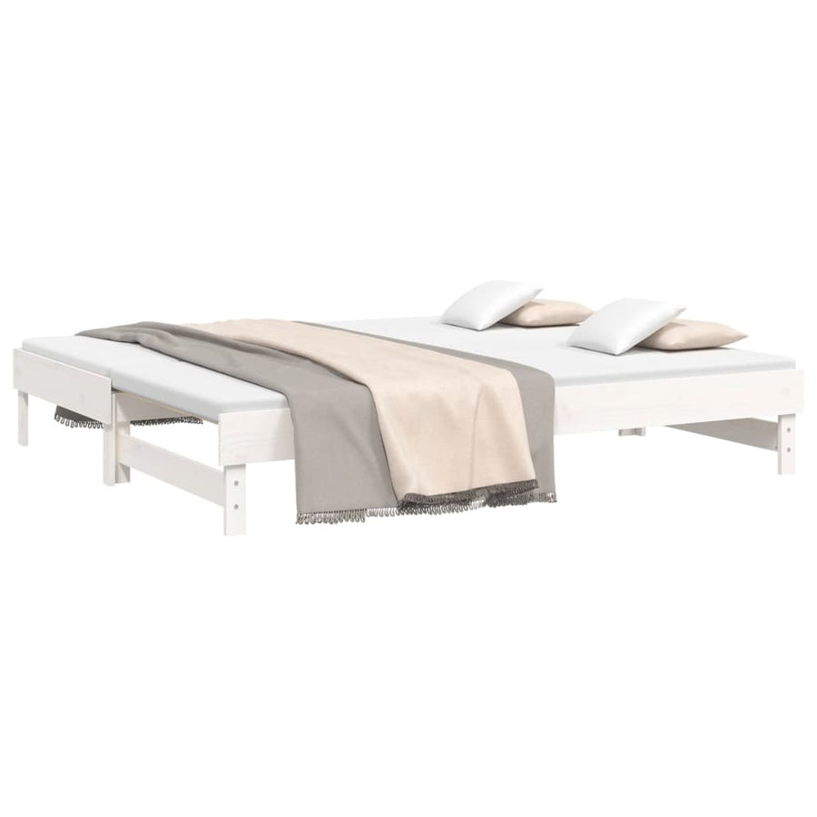 Slaapbank Uitschuifbaar 2X(100X200) Cm Massief Grenenhout 2x (100 x 200) cm Wit