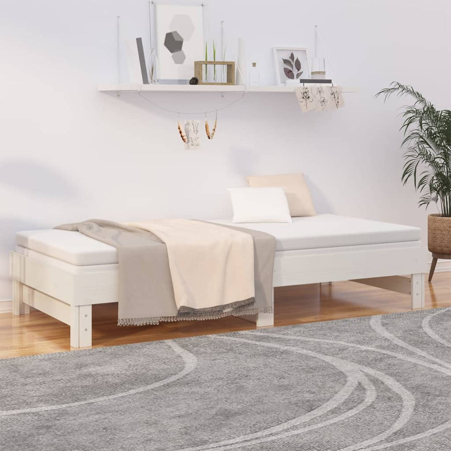 Slaapbank Uitschuifbaar 2X(100X200) Cm Massief Grenenhout 2x (100 x 200) cm Wit