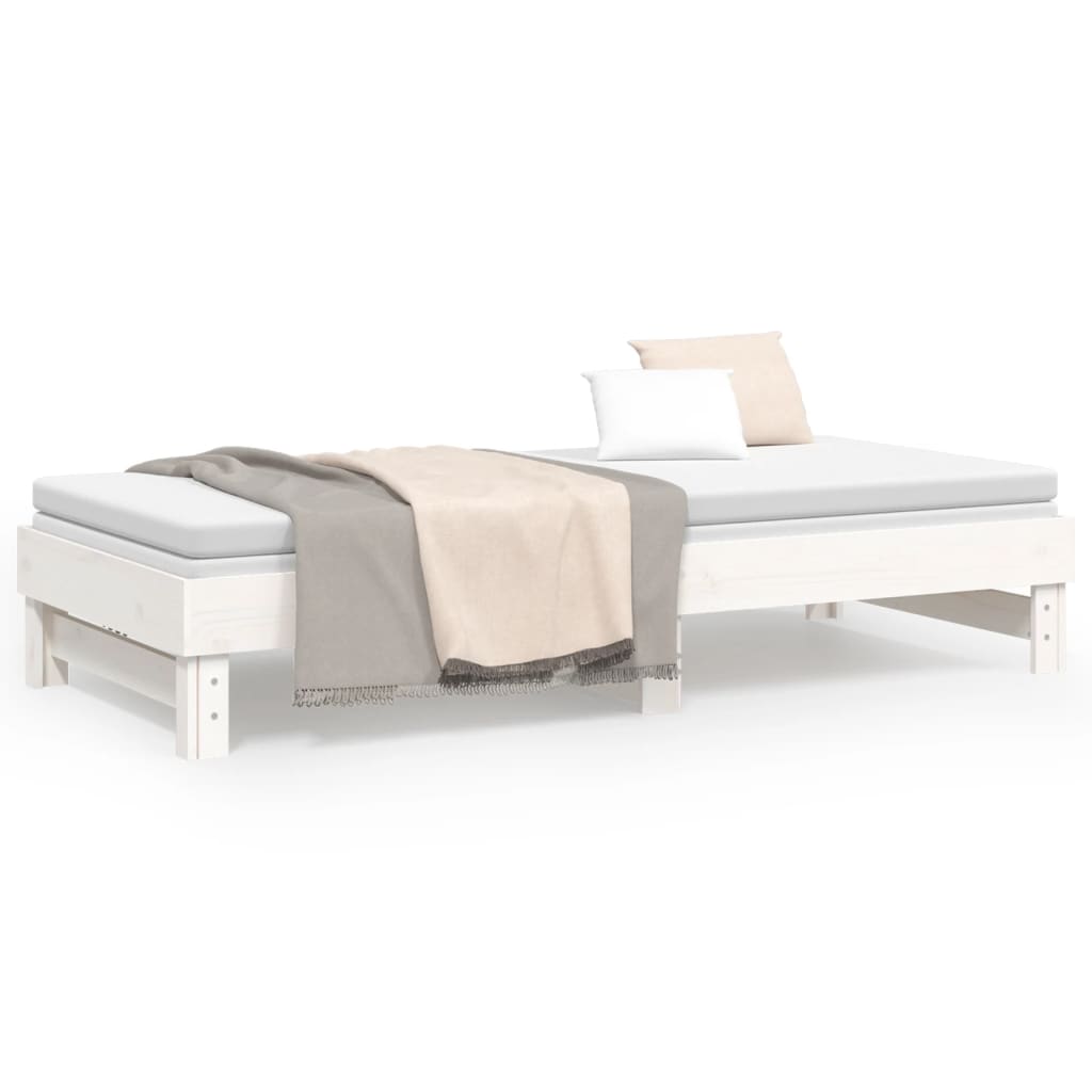 Slaapbank Uitschuifbaar 2X(100X200) Cm Massief Grenenhout 2x (100 x 200) cm Wit