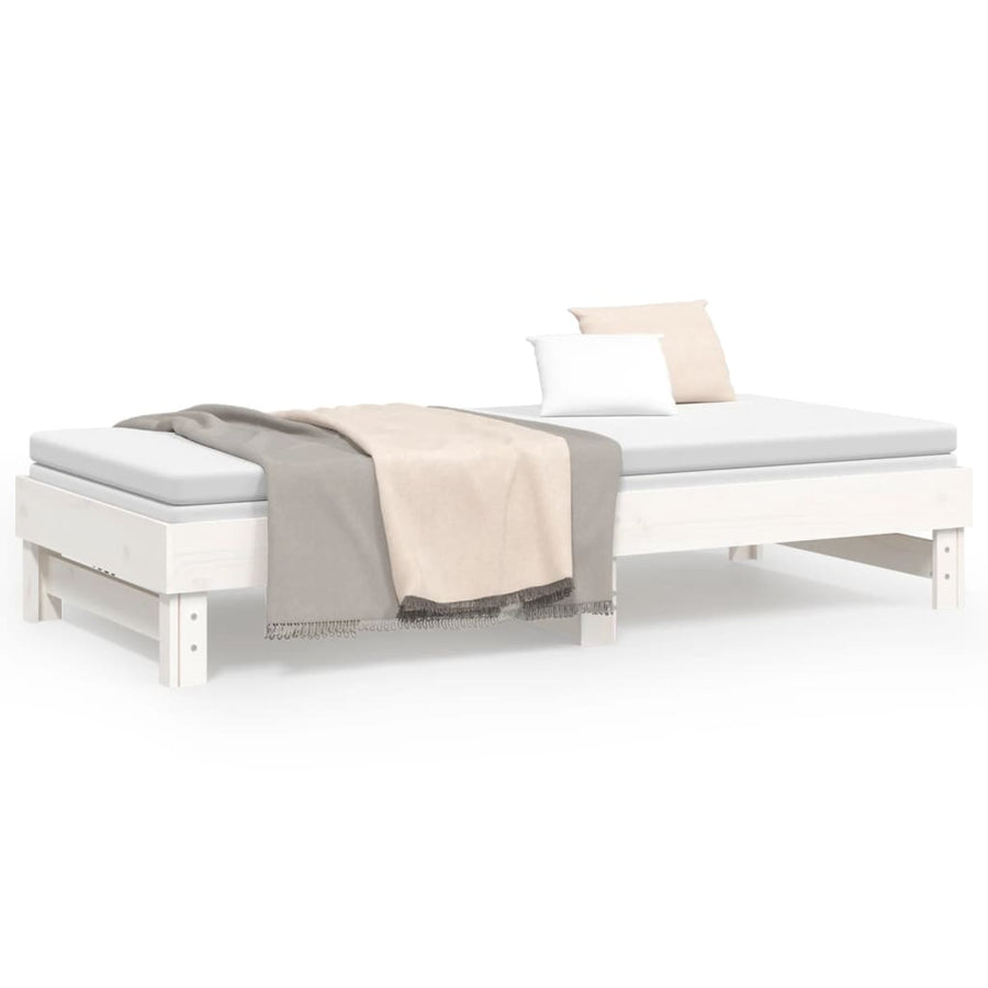 Slaapbank Uitschuifbaar 2X(100X200) Cm Massief Grenenhout 2x (100 x 200) cm Wit