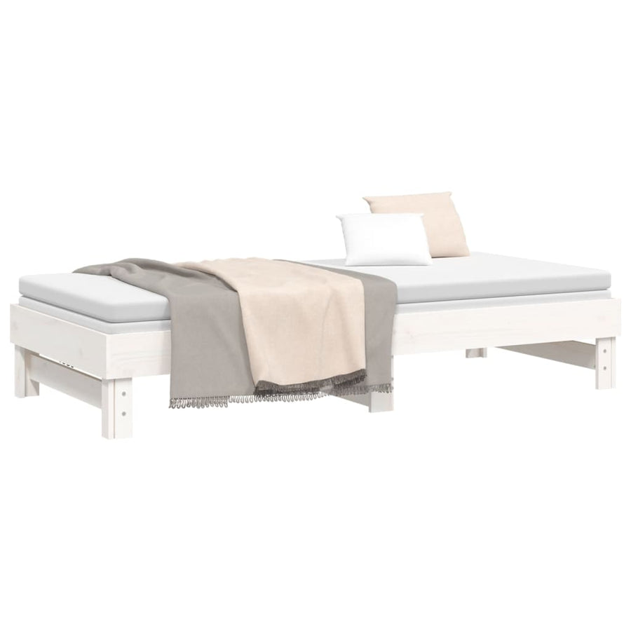 Slaapbank Uitschuifbaar 2X(100X200) Cm Massief Grenenhout 2x (100 x 200) cm Wit