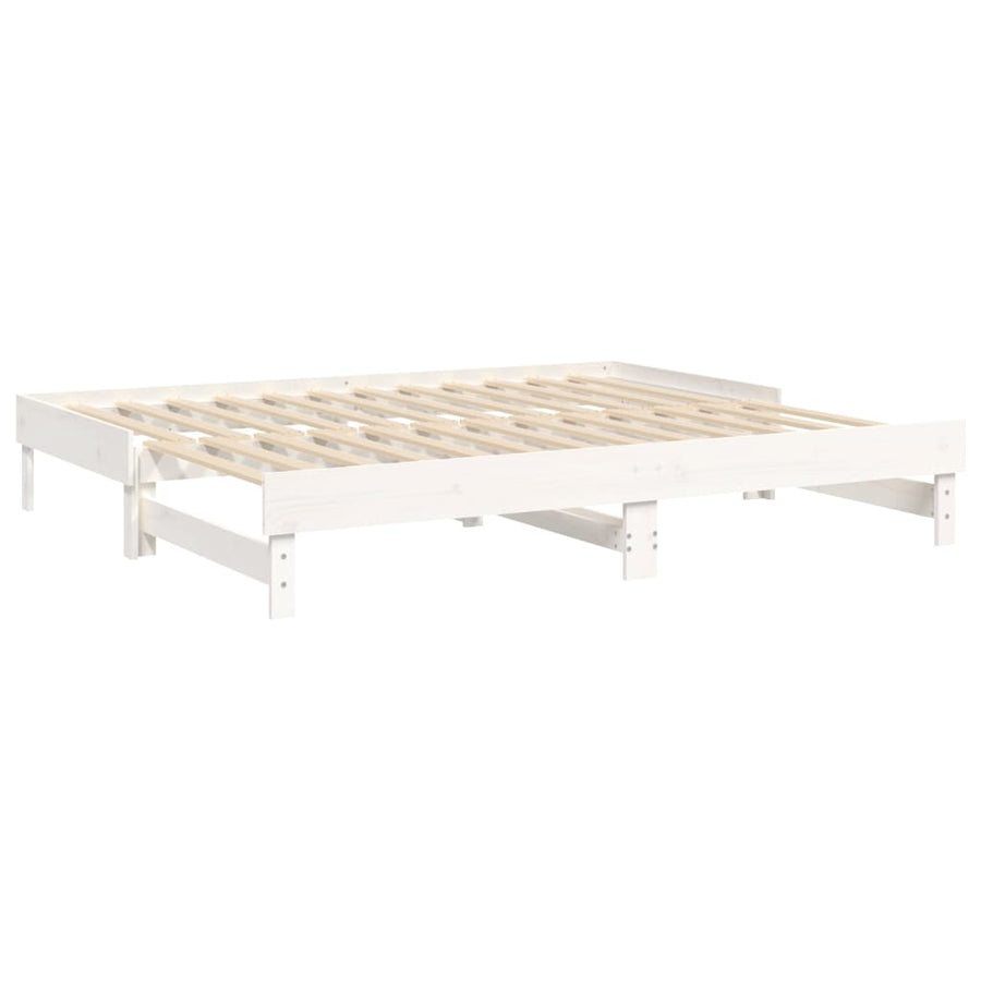 Slaapbank Uitschuifbaar 2X(100X200) Cm Massief Grenenhout 2x (100 x 200) cm Wit