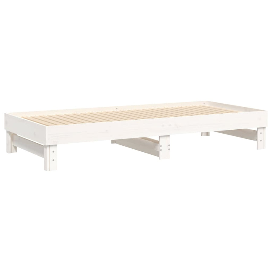 Slaapbank Uitschuifbaar 2X(100X200) Cm Massief Grenenhout 2x (100 x 200) cm Wit
