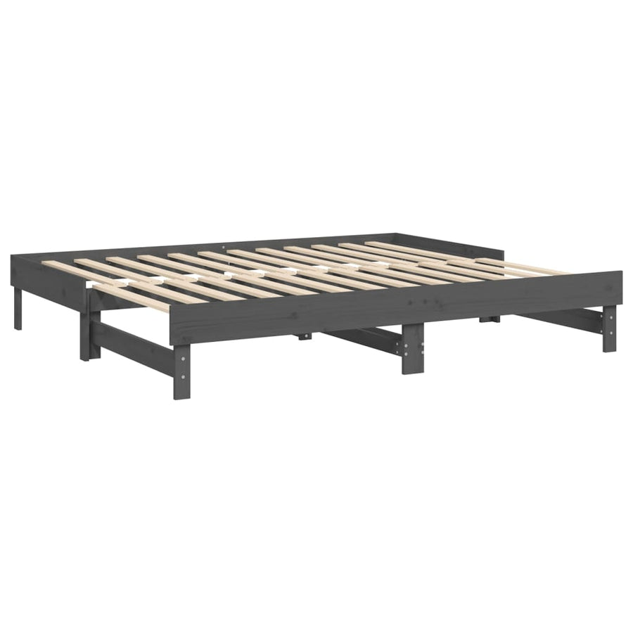 Slaapbank Uitschuifbaar Massief Grenenhout 2X(100X200) Cm 2x (100 x 200) cm Grijs