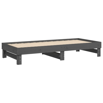 Slaapbank Uitschuifbaar Massief Grenenhout 2X(100X200) Cm 2x (100 x 200) cm Grijs