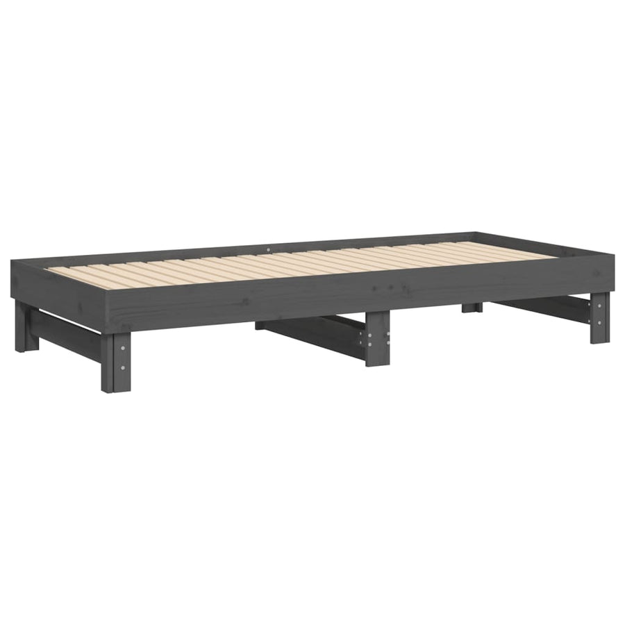 Slaapbank Uitschuifbaar Massief Grenenhout 2X(100X200) Cm 2x (100 x 200) cm Grijs