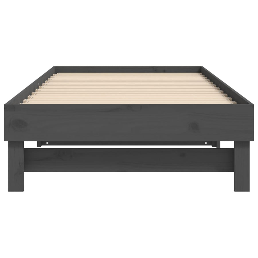 Slaapbank Uitschuifbaar Massief Grenenhout 2X(100X200) Cm 2x (100 x 200) cm Grijs