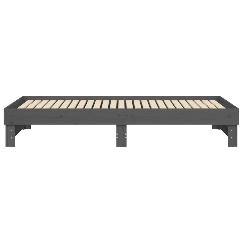Slaapbank Uitschuifbaar Massief Grenenhout 2X(100X200) Cm 2x (100 x 200) cm Grijs