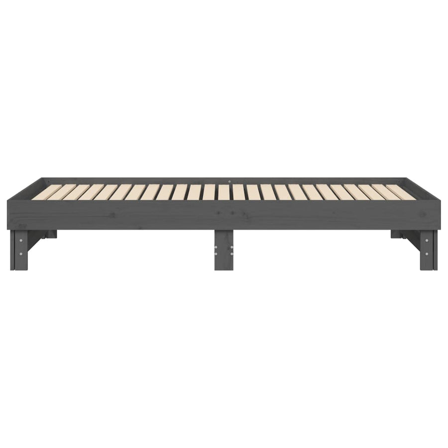 Slaapbank Uitschuifbaar Massief Grenenhout 2X(100X200) Cm 2x (100 x 200) cm Grijs