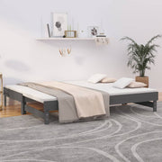 Slaapbank massief grenenhout grijs 2x(100x200) cm
