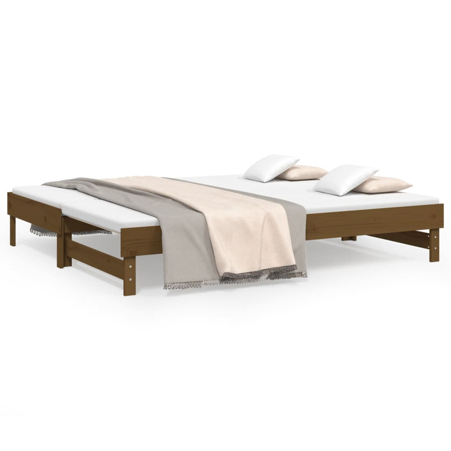 Slaapbank Uitschuifbaar Grenenhout 2X(100X200) Cm 2x (100 x 200) cm Honingbruin