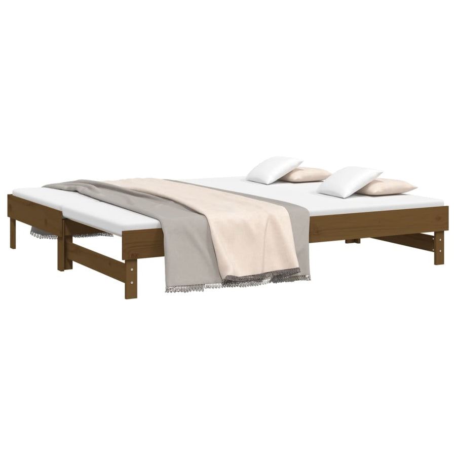 Slaapbank Uitschuifbaar Grenenhout 2X(100X200) Cm 2x (100 x 200) cm Honingbruin