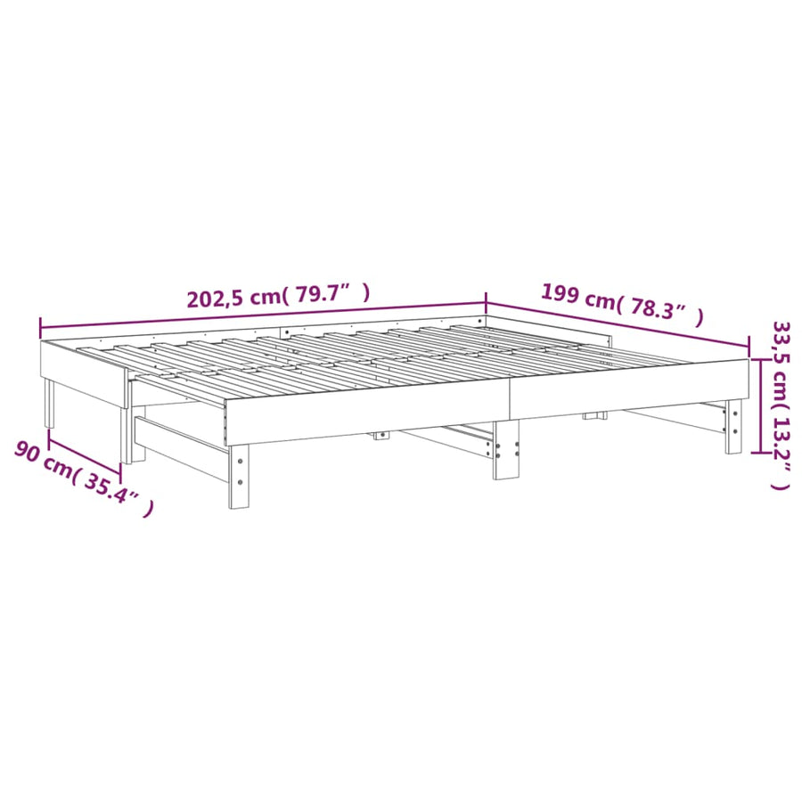 Slaapbank Uitschuifbaar Grenenhout 2X(100X200) Cm 2x (100 x 200) cm Honingbruin