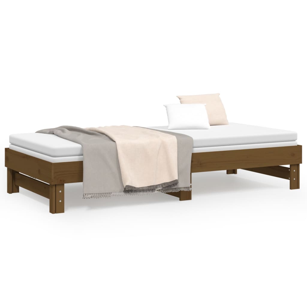 Slaapbank Uitschuifbaar Grenenhout 2X(100X200) Cm 2x (100 x 200) cm Honingbruin