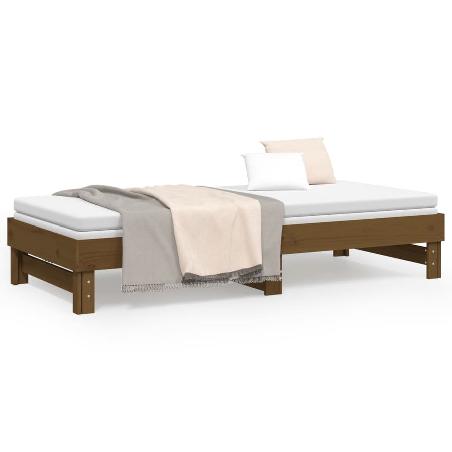 Slaapbank Uitschuifbaar Grenenhout 2X(100X200) Cm 2x (100 x 200) cm Honingbruin