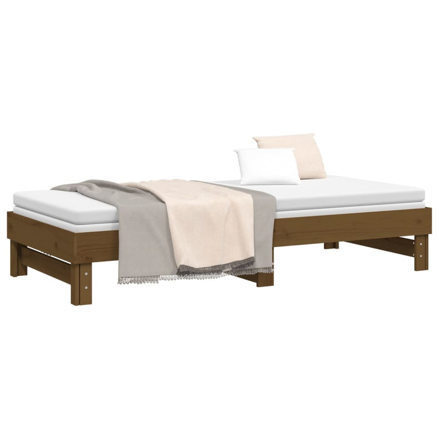 Slaapbank Uitschuifbaar Grenenhout 2X(100X200) Cm 2x (100 x 200) cm Honingbruin