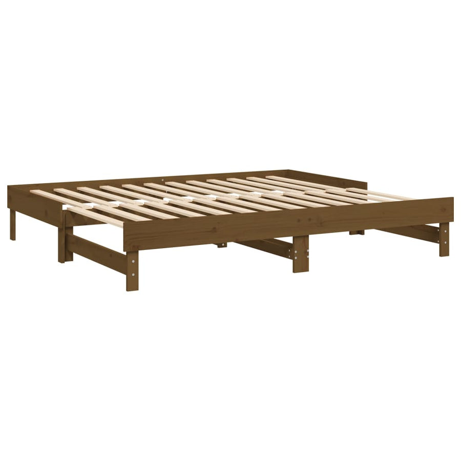 Slaapbank Uitschuifbaar Grenenhout 2X(100X200) Cm 2x (100 x 200) cm Honingbruin