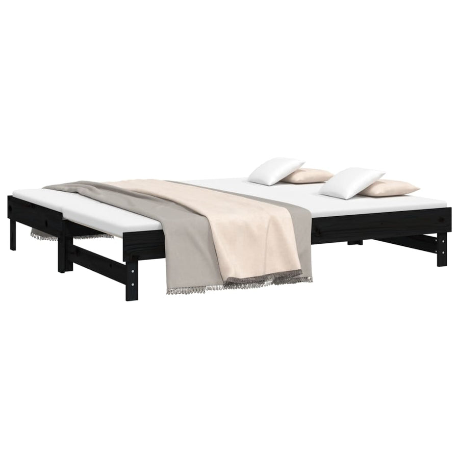 Slaapbank Uitschuifbaar Massief Grenenhout 2X(100X200) Cm 2x (100 x 200) cm Zwart