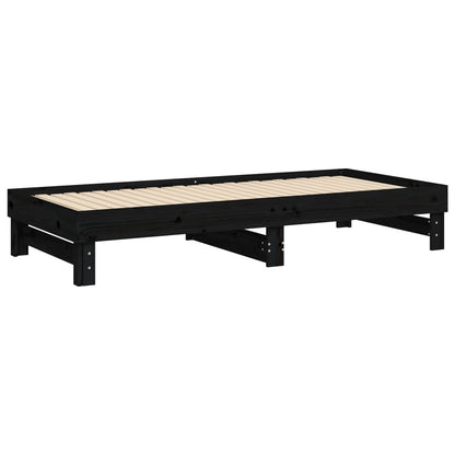 Slaapbank Uitschuifbaar Massief Grenenhout 2X(100X200) Cm 2x (100 x 200) cm Zwart