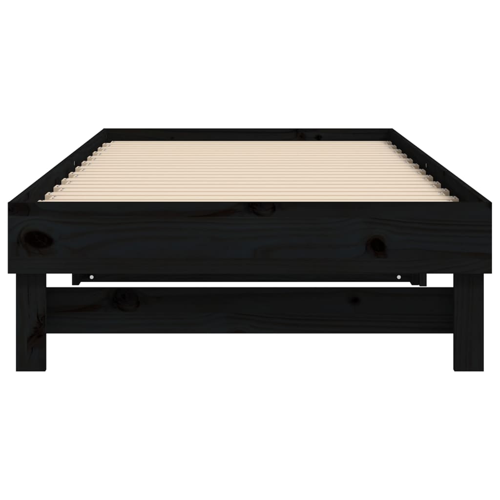 Slaapbank Uitschuifbaar Massief Grenenhout 2X(100X200) Cm 2x (100 x 200) cm Zwart