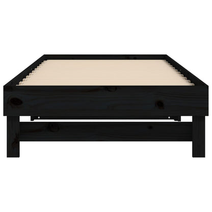 Slaapbank Uitschuifbaar Massief Grenenhout 2X(100X200) Cm 2x (100 x 200) cm Zwart