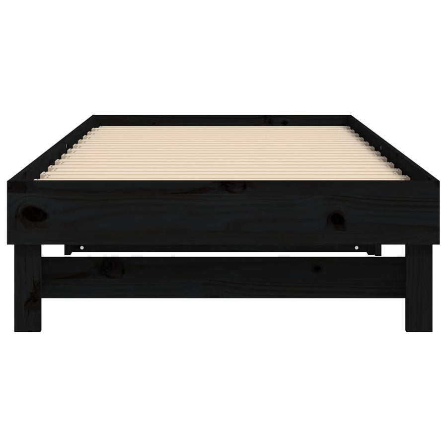 Slaapbank Uitschuifbaar Massief Grenenhout 2X(100X200) Cm 2x (100 x 200) cm Zwart