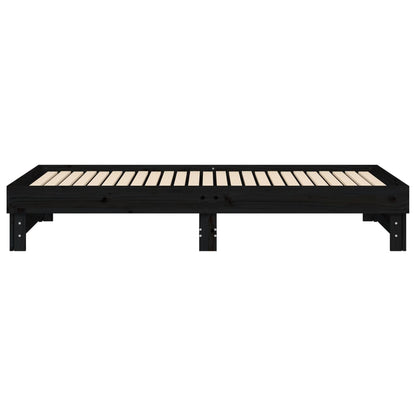 Slaapbank Uitschuifbaar Massief Grenenhout 2X(100X200) Cm 2x (100 x 200) cm Zwart