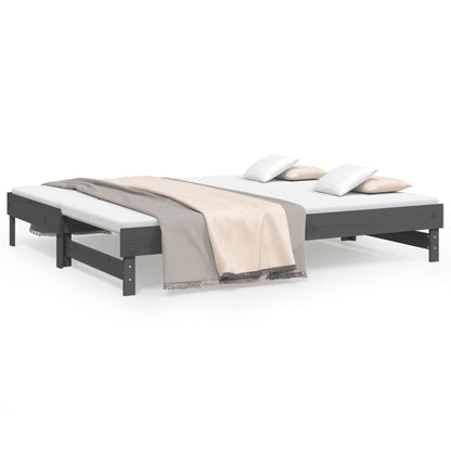 Slaapbank Uitschuifbaar Massief Grenenhout 2X(90X200) Cm 2x (90 x 200) cm Grijs