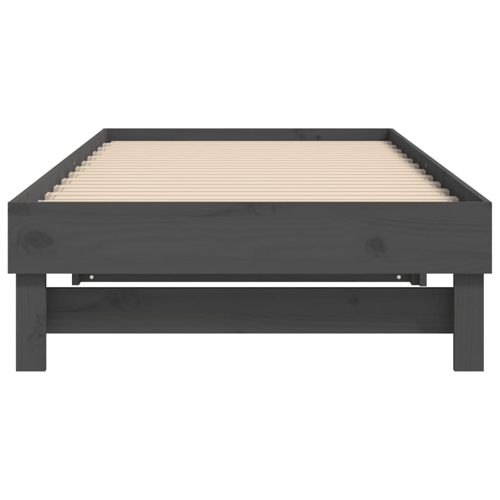 Slaapbank Uitschuifbaar Massief Grenenhout 2X(90X200) Cm 2x (90 x 200) cm Grijs