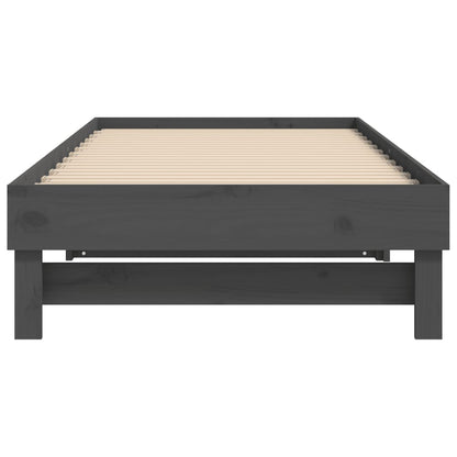 Slaapbank Uitschuifbaar Massief Grenenhout 2X(90X200) Cm 2x (90 x 200) cm Grijs