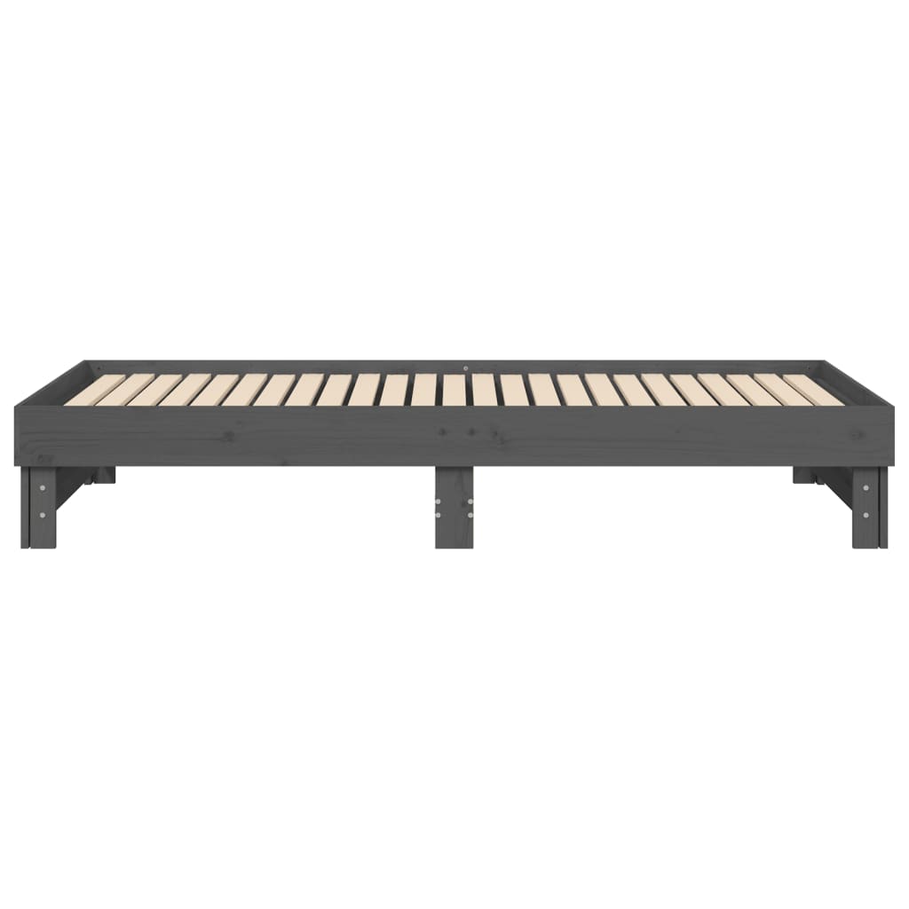 Slaapbank Uitschuifbaar Massief Grenenhout 2X(90X200) Cm 2x (90 x 200) cm Grijs