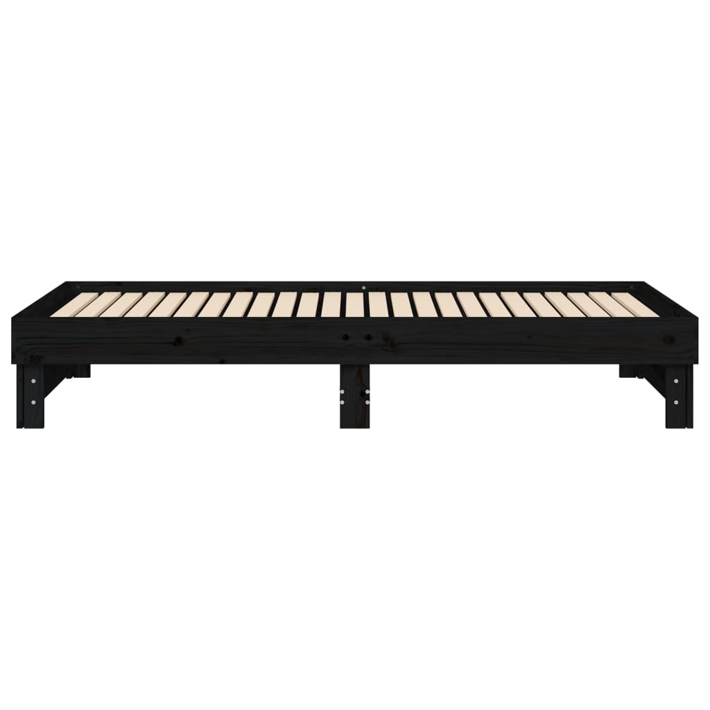 Slaapbank Uitschuifbaar Massief Grenenhout 2X(90X200) Cm 2x (90 x 200) cm Zwart