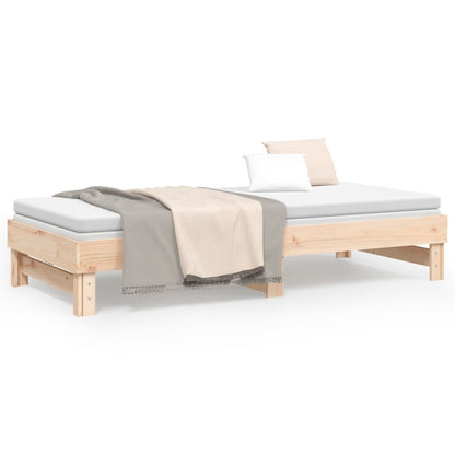 Slaapbank uitschuifbaar 2x(80x200) cm massief grenenhout