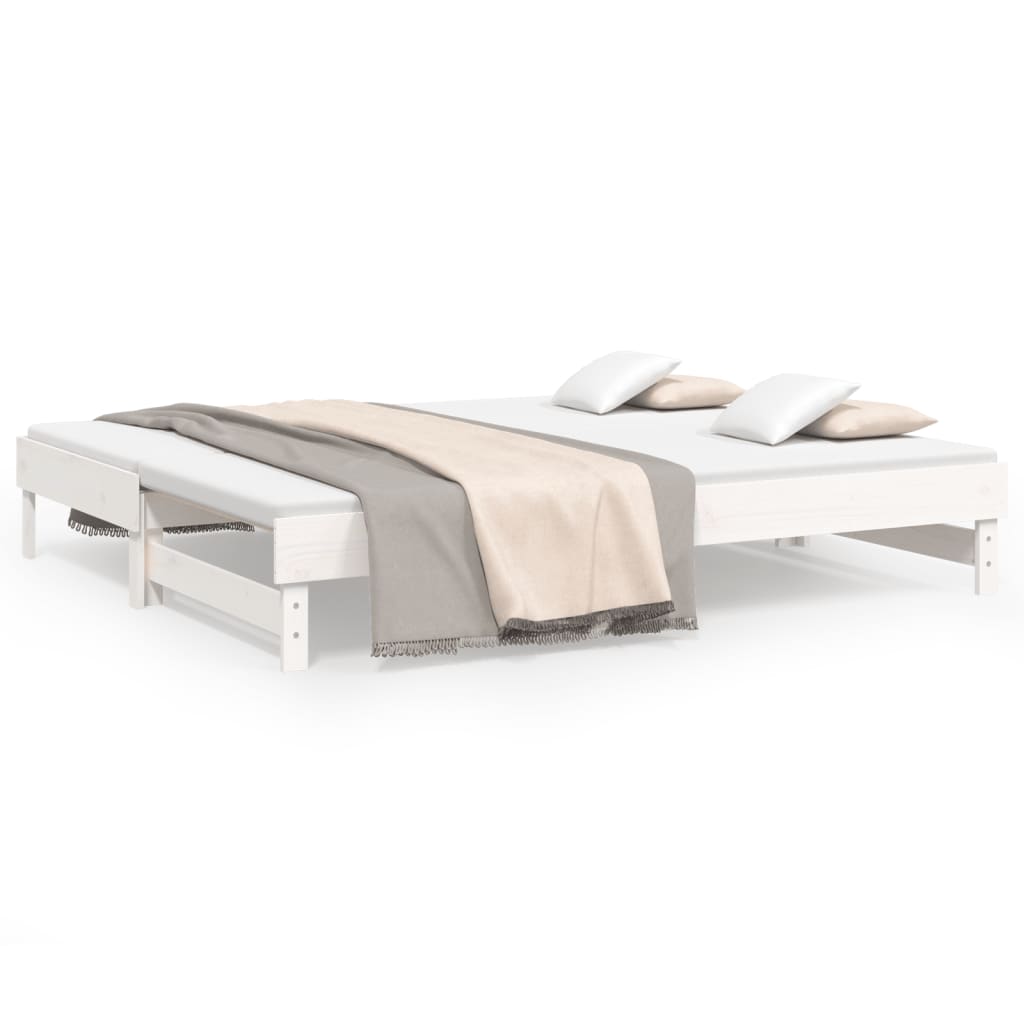 Slaapbank Uitschuifbaar 2X(80X200) Cm Massief Grenenhout 2x (80 x 200) cm Wit
