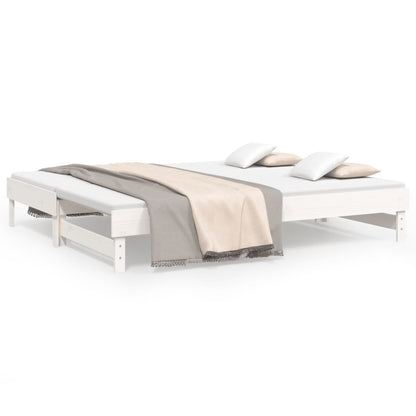 Slaapbank Uitschuifbaar 2X(80X200) Cm Massief Grenenhout 2x (80 x 200) cm Wit
