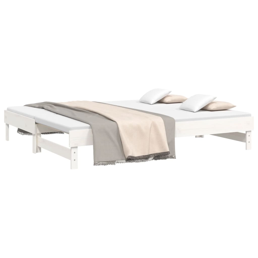 Slaapbank Uitschuifbaar 2X(80X200) Cm Massief Grenenhout 2x (80 x 200) cm Wit
