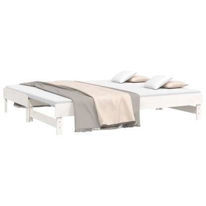 Slaapbank Uitschuifbaar 2X(80X200) Cm Massief Grenenhout 2x (80 x 200) cm Wit