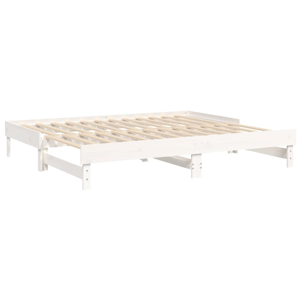 Slaapbank Uitschuifbaar 2X(80X200) Cm Massief Grenenhout 2x (80 x 200) cm Wit