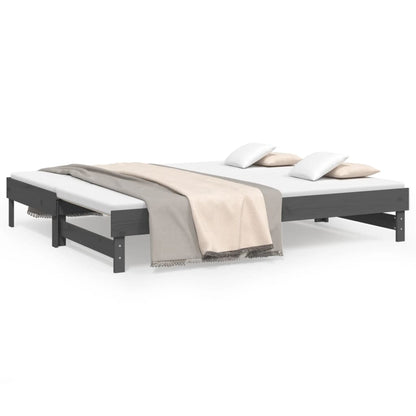 Slaapbank Uitschuifbaar 2X(80X200) Cm Massief Grenenhout 2x (80 x 200) cm Grijs